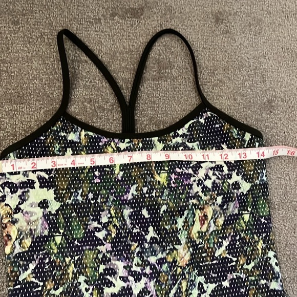 LULULEMON Power Y Tank Top Olive Green Purple Floral Multi Dot Women’s Size 6 - Picture 3 of 8